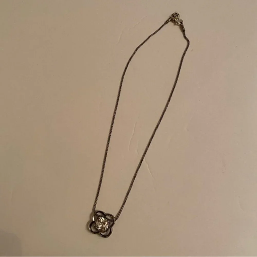 SILPADA NECKLACE STERLING SILVER 925 POPCORN CHAIN 16” CZ FLOWER PENDANT N1411 - Picture 9 of 11